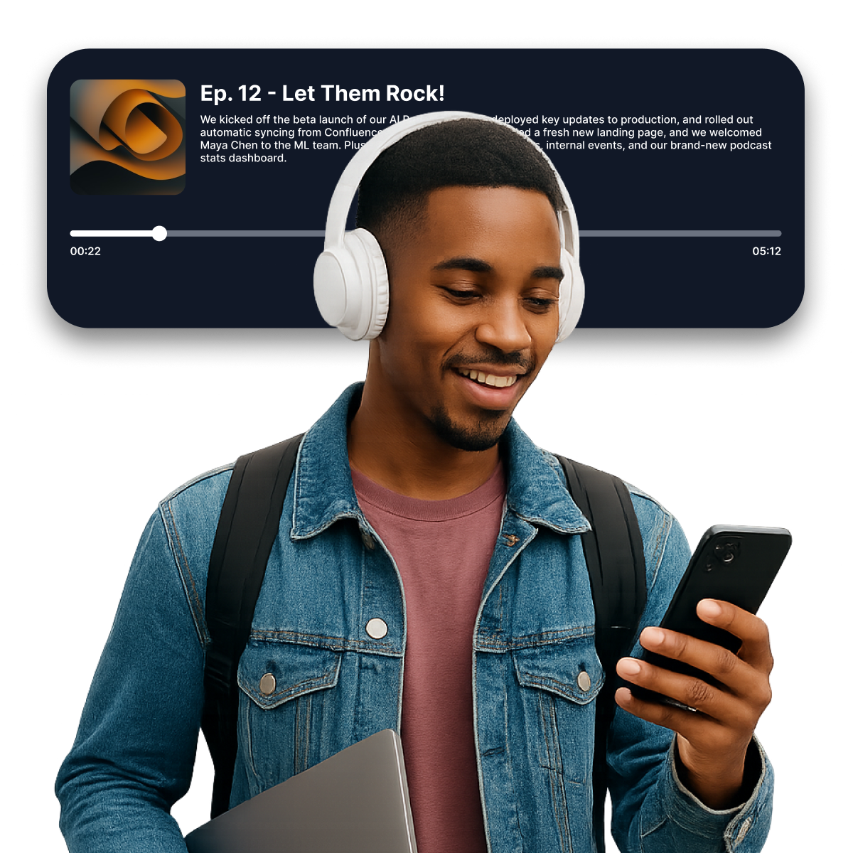 Team listening to podcast illustration